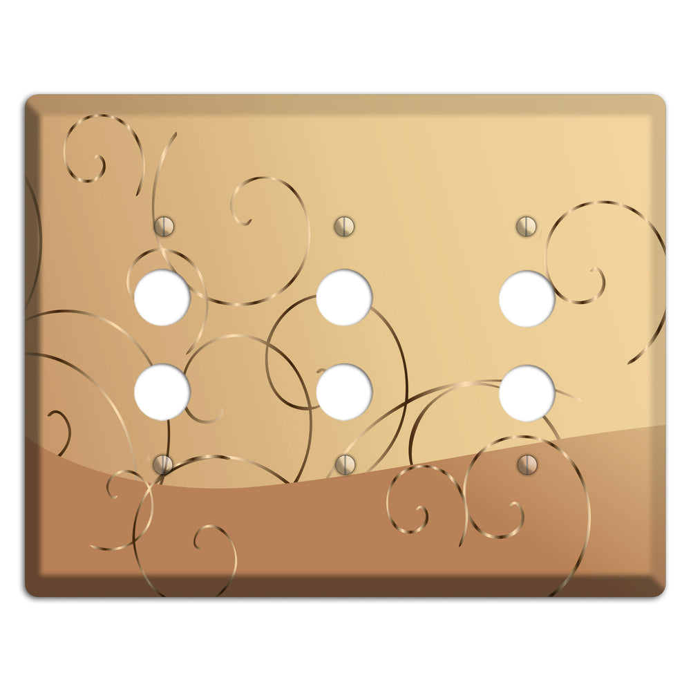 Light Brown and Beige Swirl 3 Pushbutton Wallplate