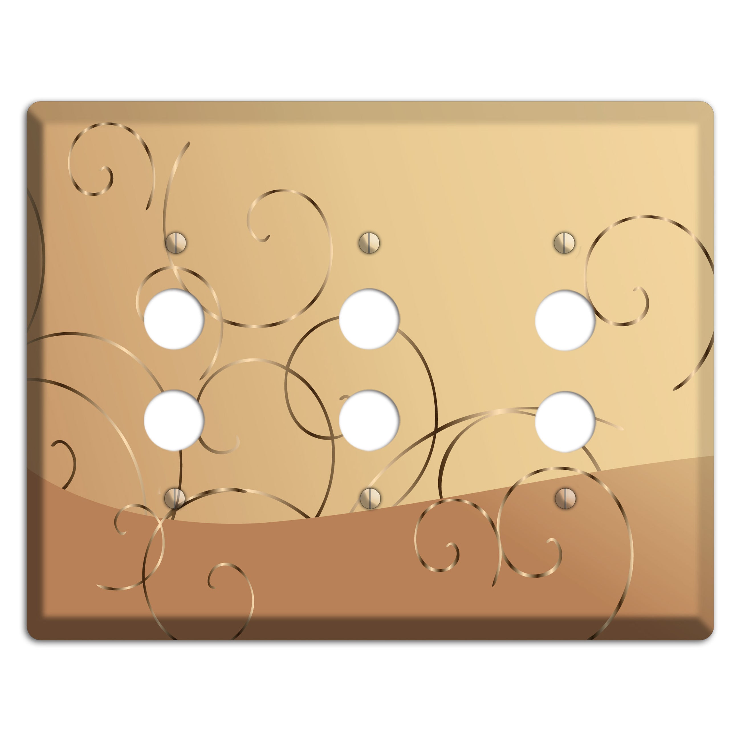 Light Brown and Beige Swirl 3 Pushbutton Wallplate