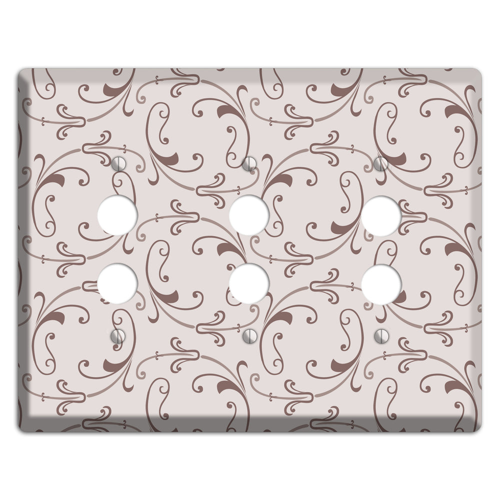 Mauve Victorian Sprig 3 Pushbutton Wallplate