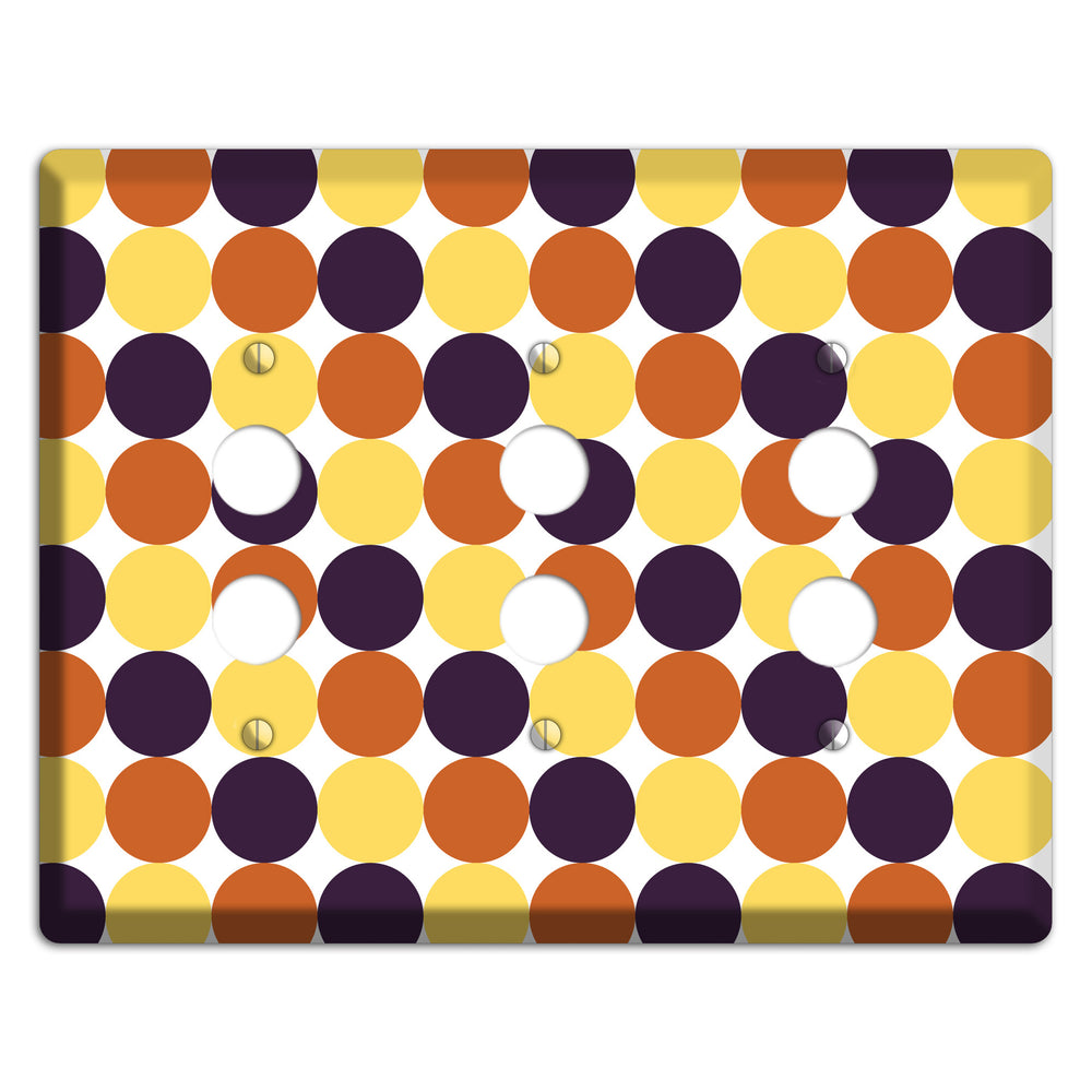 Yellow Umber Black Dots 3 Pushbutton Wallplate