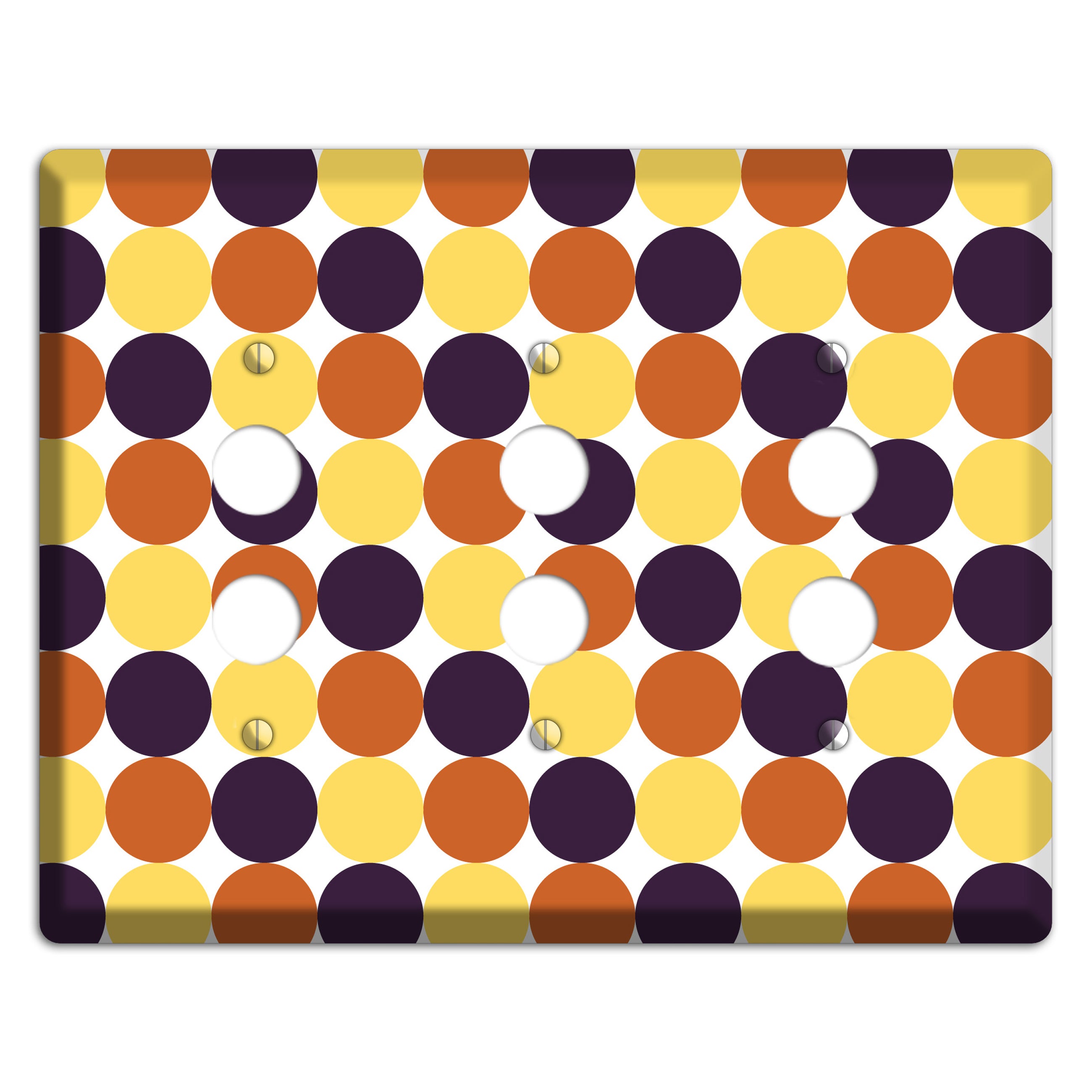 Yellow Umber Black Dots 3 Pushbutton Wallplate