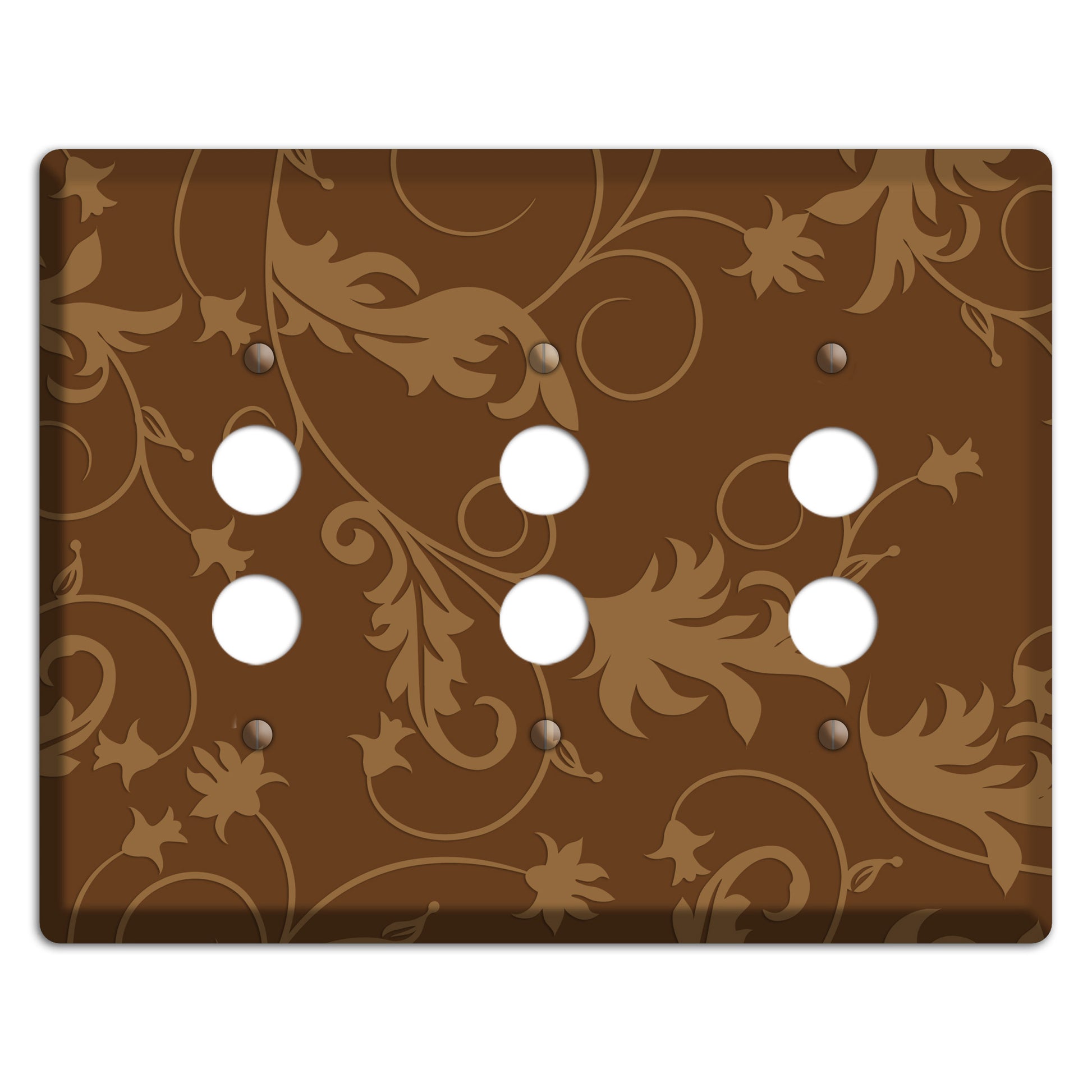 Brown Victorian Sprig 3 Pushbutton Wallplate