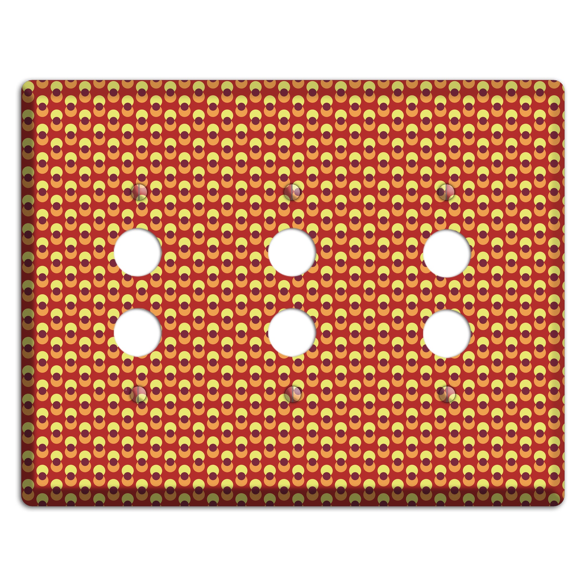 Red Overlain Dots 3 Pushbutton Wallplate