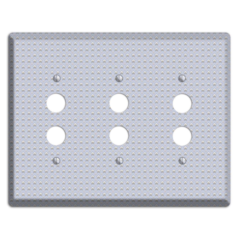 Grey Stars 3 Pushbutton Wallplate
