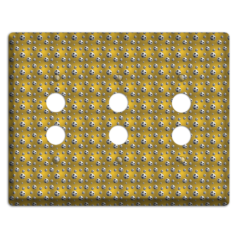 Yellow with Soccer Balls 3 Pushbutton Wallplate