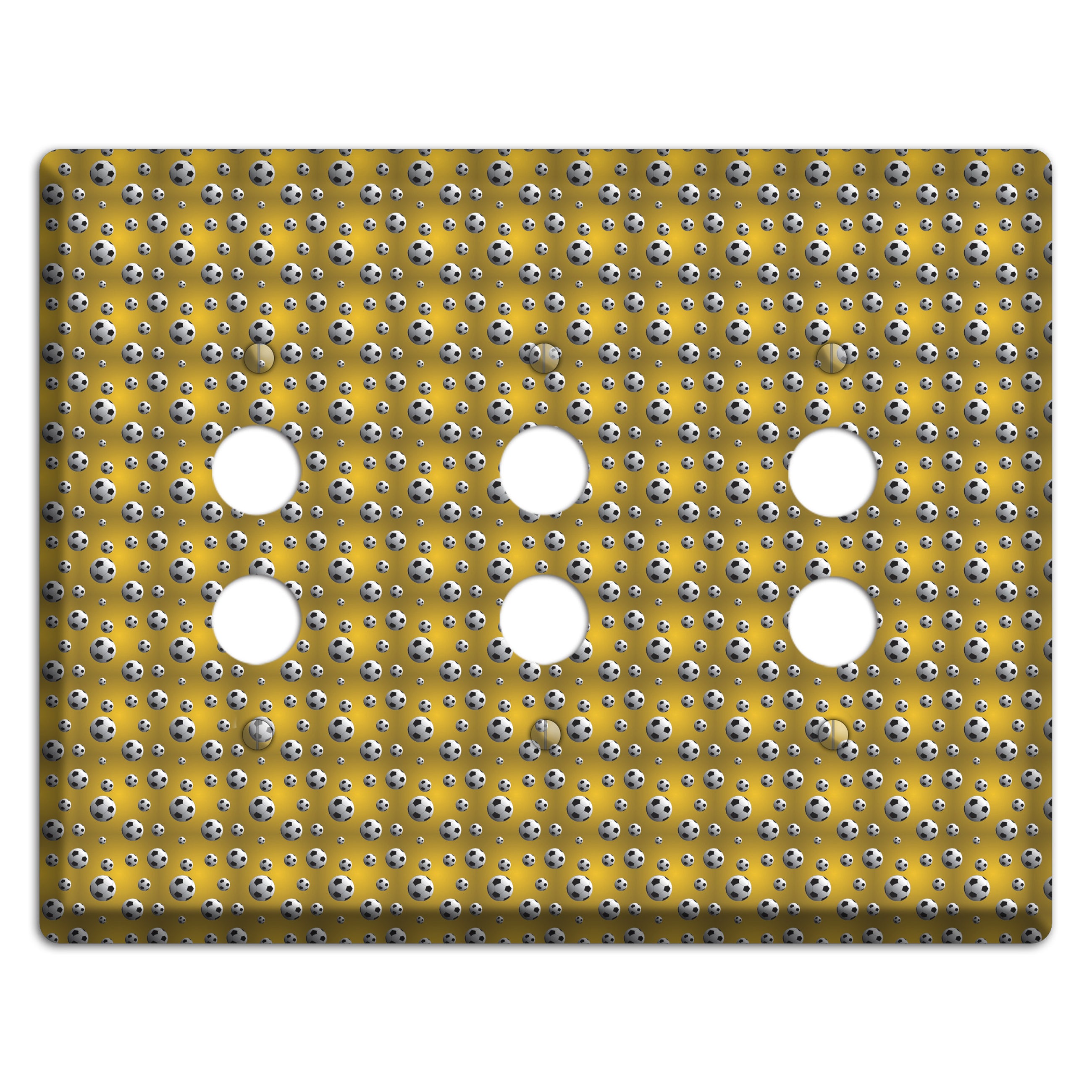 Yellow with Soccer Balls 3 Pushbutton Wallplate