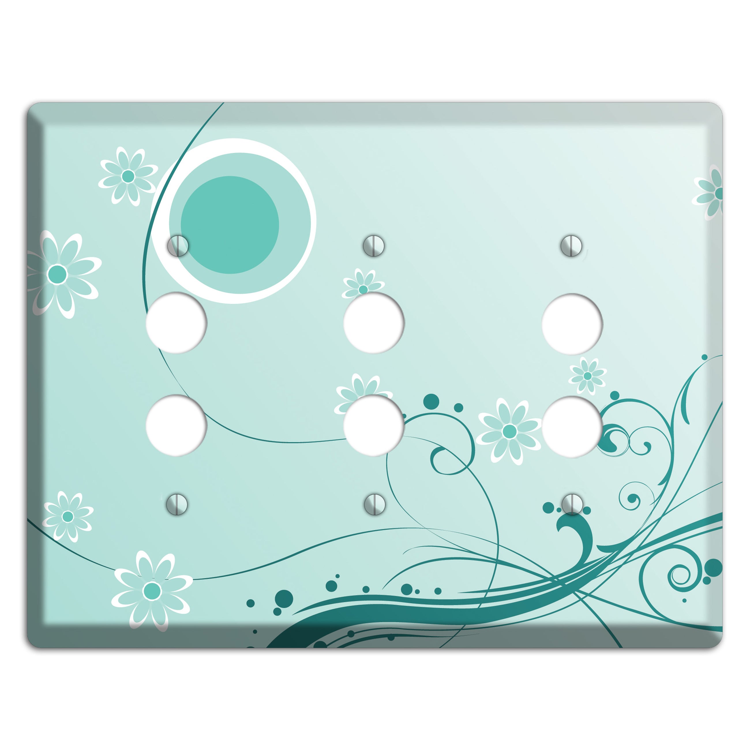 Light Green Floral 3 Pushbutton Wallplate