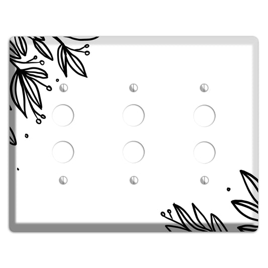 Hand-Drawn Floral 9 3 Pushbutton Wallplate