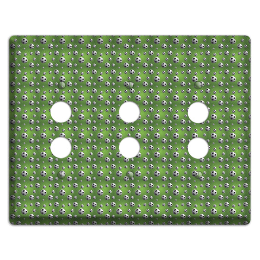 Green with Soccer Balls 3 Pushbutton Wallplate