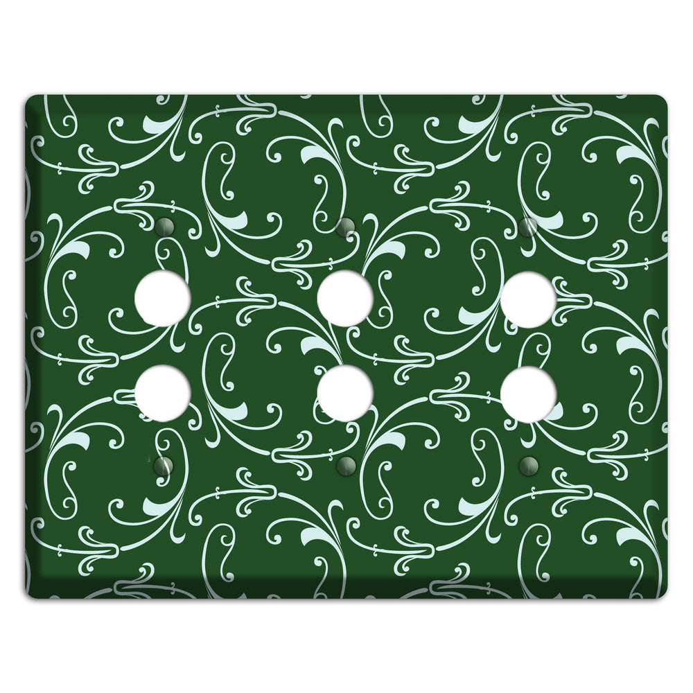 Green Victorian Sprig 3 Pushbutton Wallplate