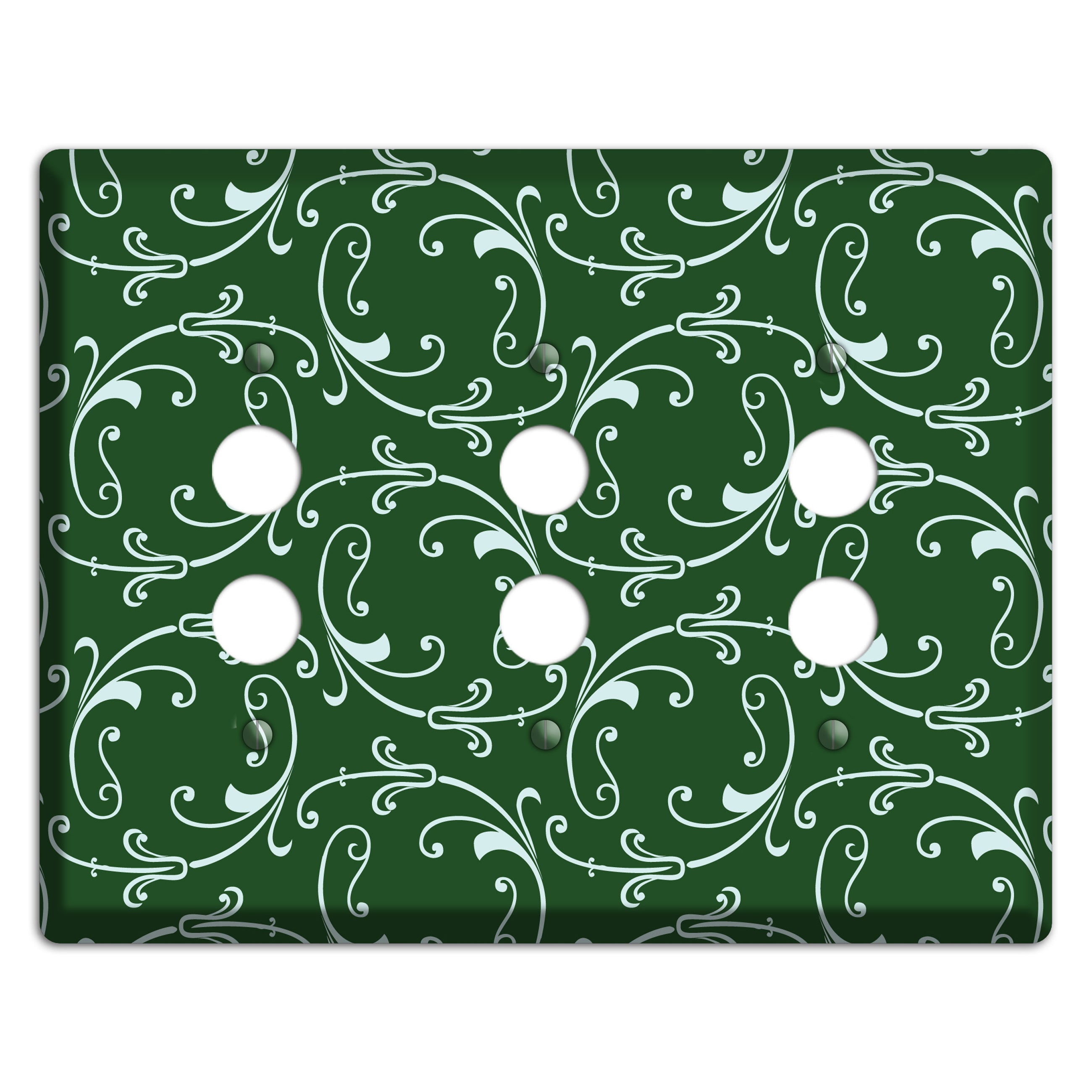Green Victorian Sprig 3 Pushbutton Wallplate