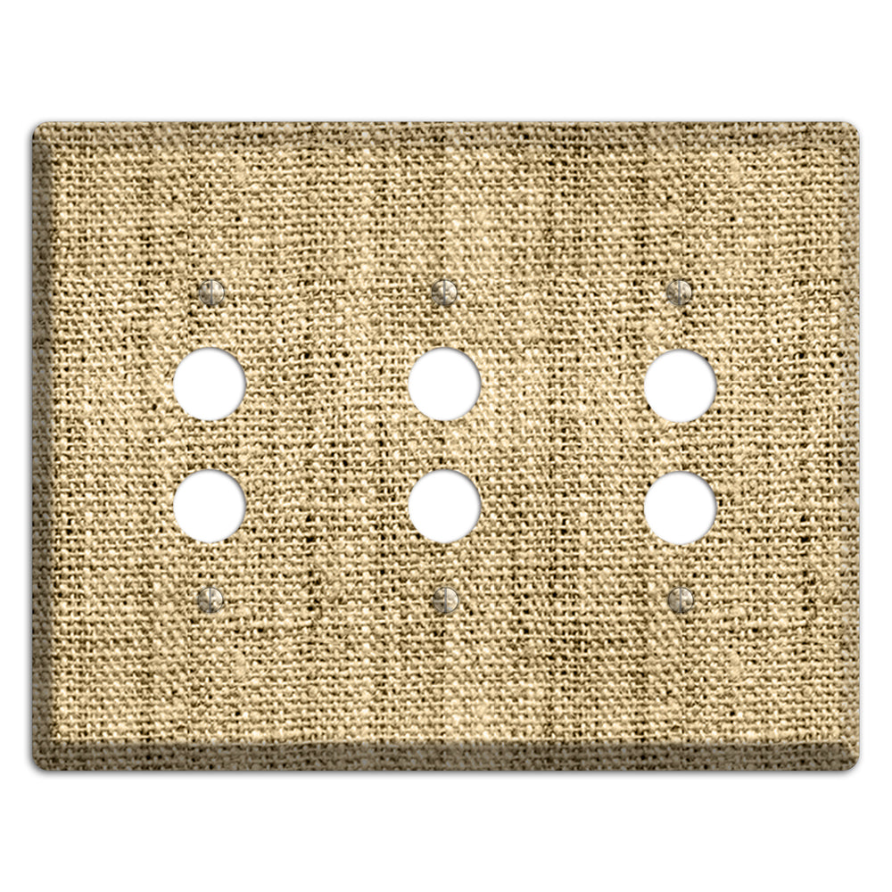 Indian Khaki Burlap 3 Pushbutton Wallplate