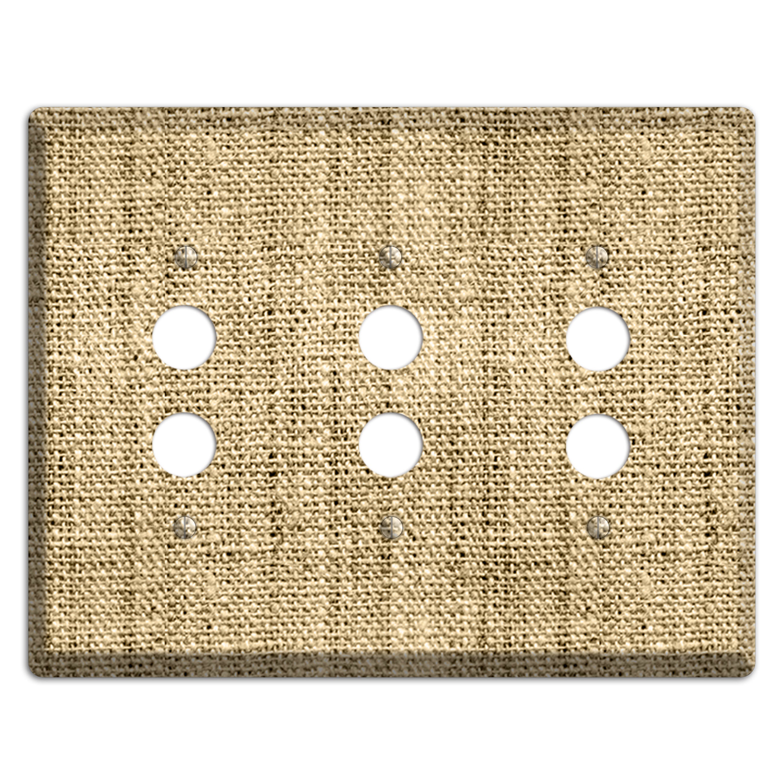 Indian Khaki Burlap 3 Pushbutton Wallplate