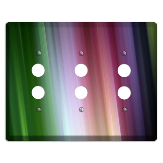 Green Lavender and Pink Ray of Light 3 Pushbutton Wallplate