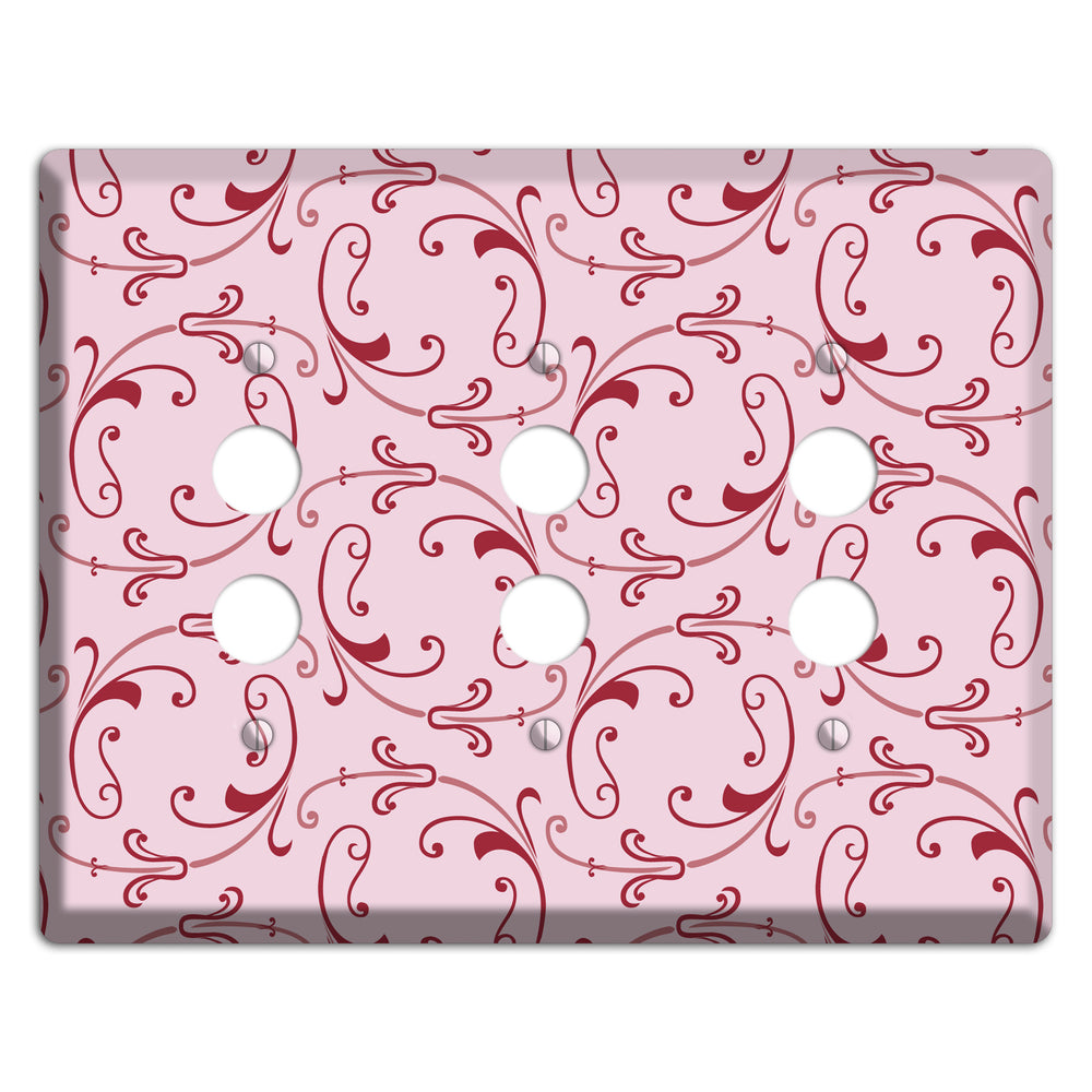 Pink Victorian Sprig 3 Pushbutton Wallplate