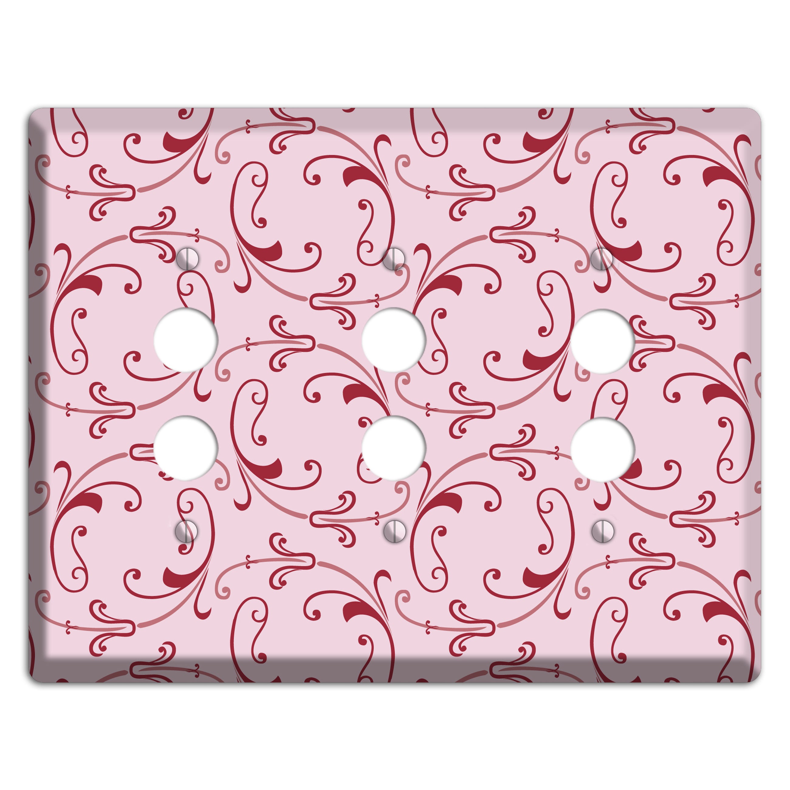 Pink Victorian Sprig 3 Pushbutton Wallplate