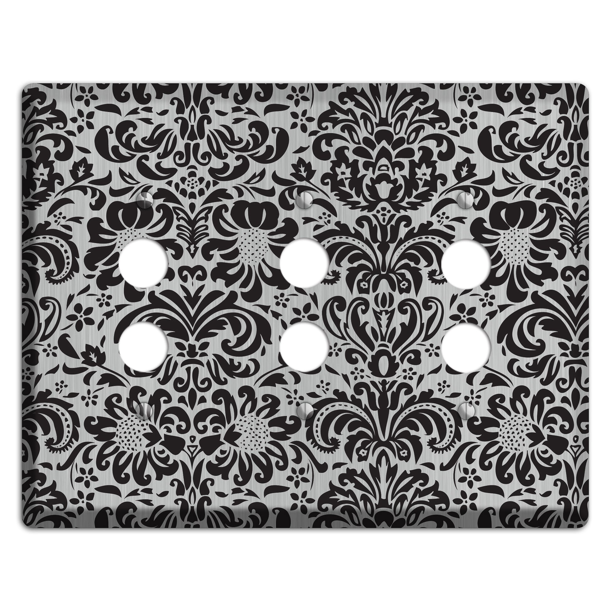 Black Toile  Stainless 3 Pushbutton Wallplate