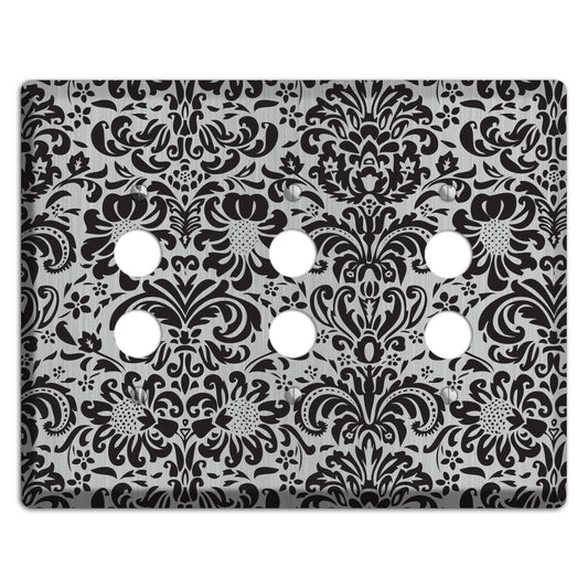 Black Toile  Stainless 3 Pushbutton Wallplate