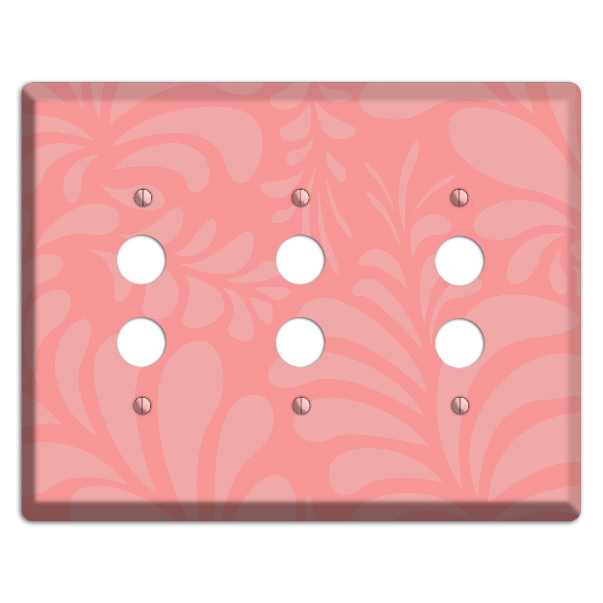 Pink Herati 3 Pushbutton Wallplate