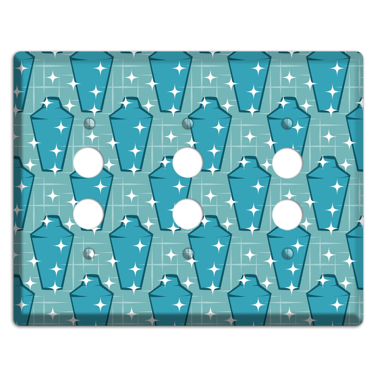 Blue and Teal Shaker 3 Pushbutton Wallplate