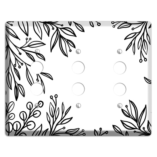 Hand-Drawn Floral 1 3 Pushbutton Wallplate