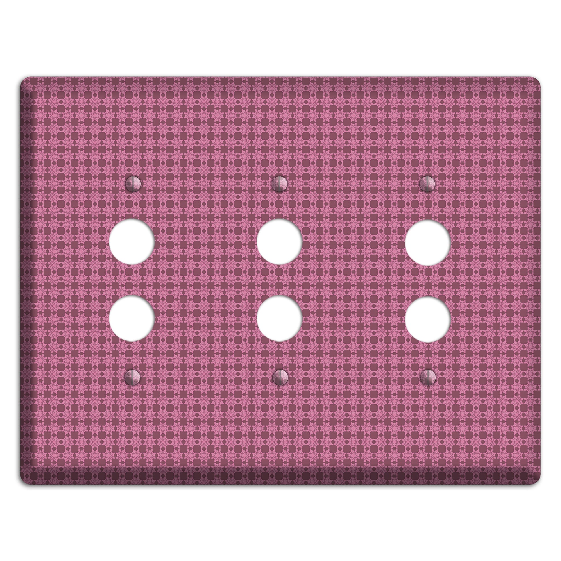 Multi Pink Tiled 3 Pushbutton Wallplate