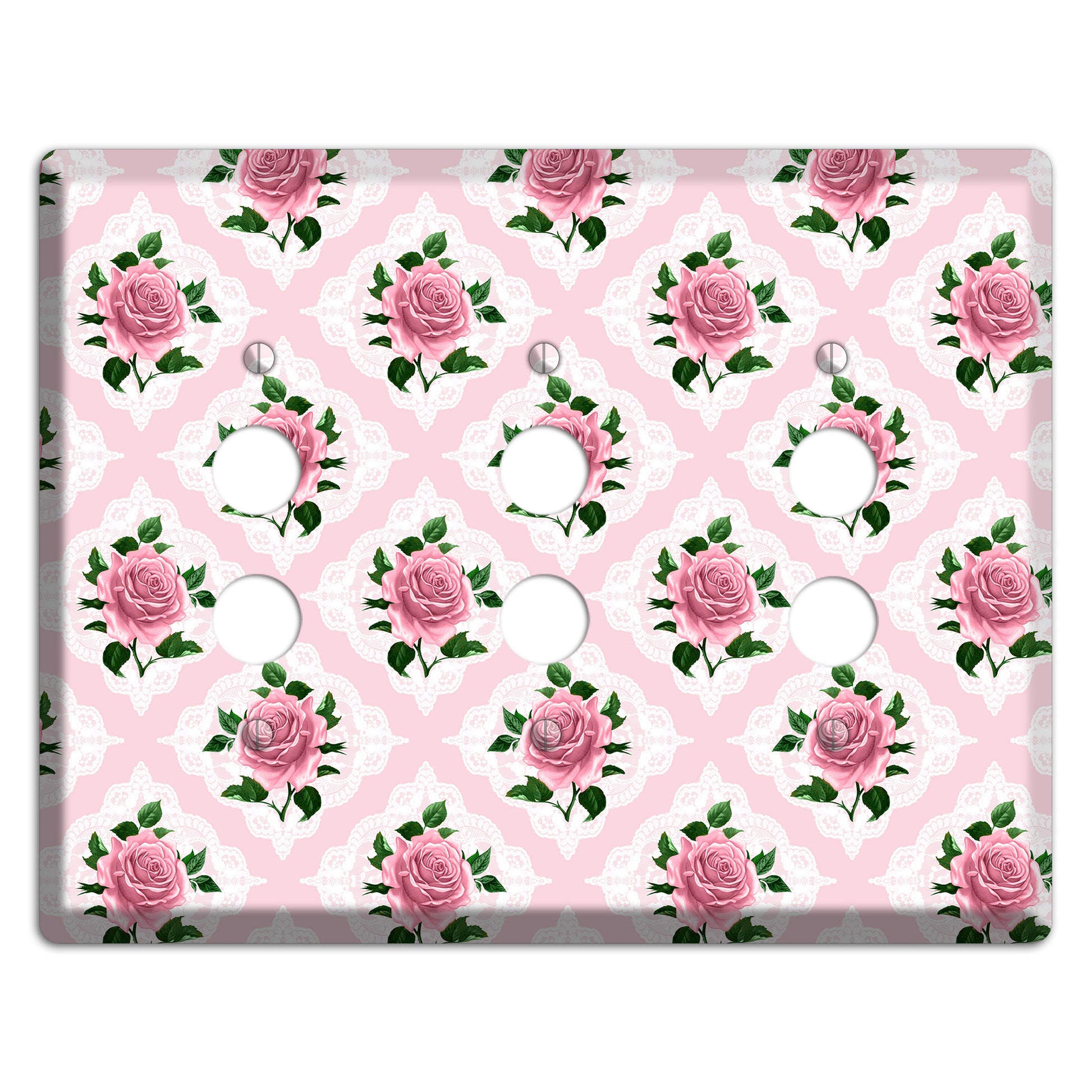 Pink Rose Doily 3 Pushbutton Wallplate