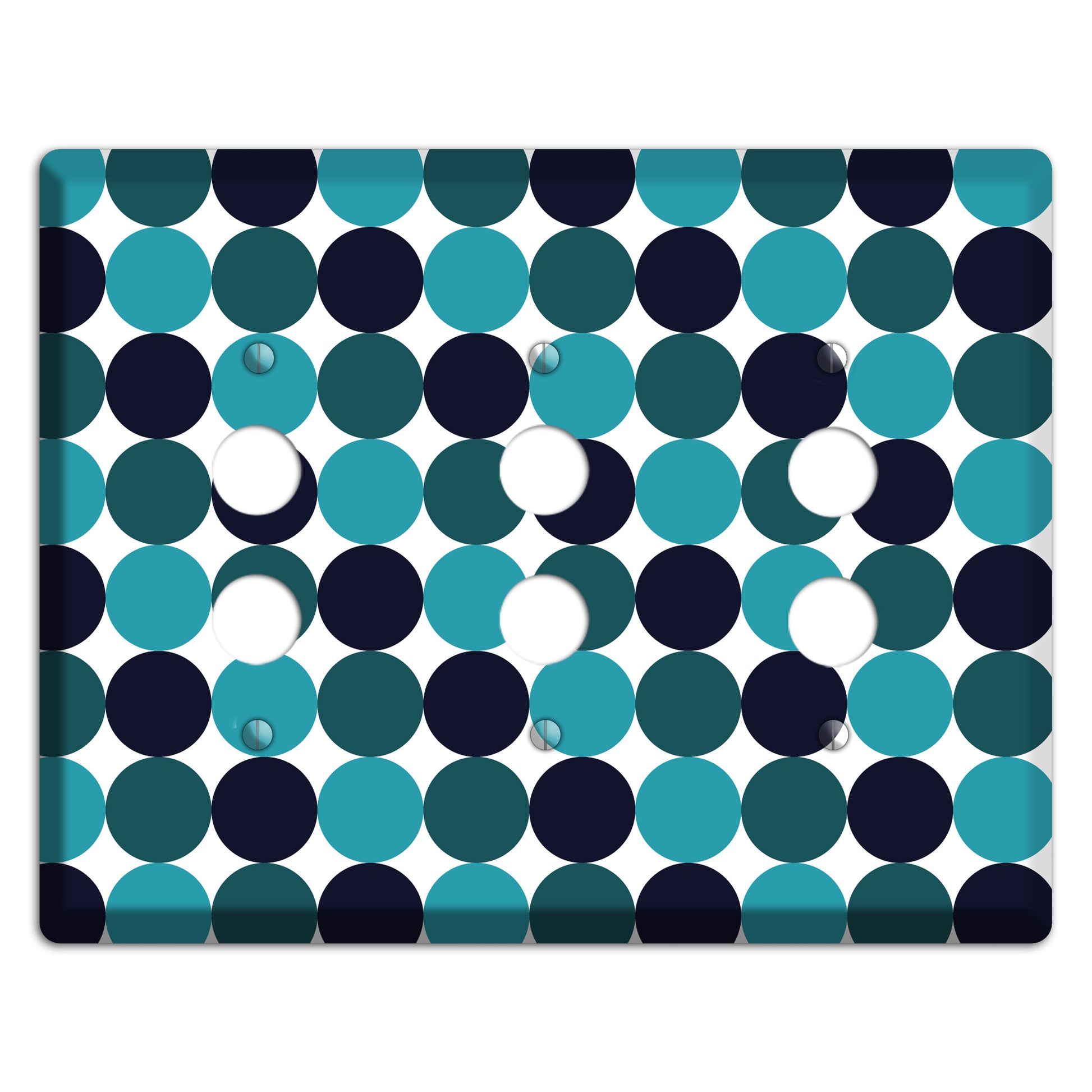 Multi Aqua Tiled Dots 3 Pushbutton Wallplate