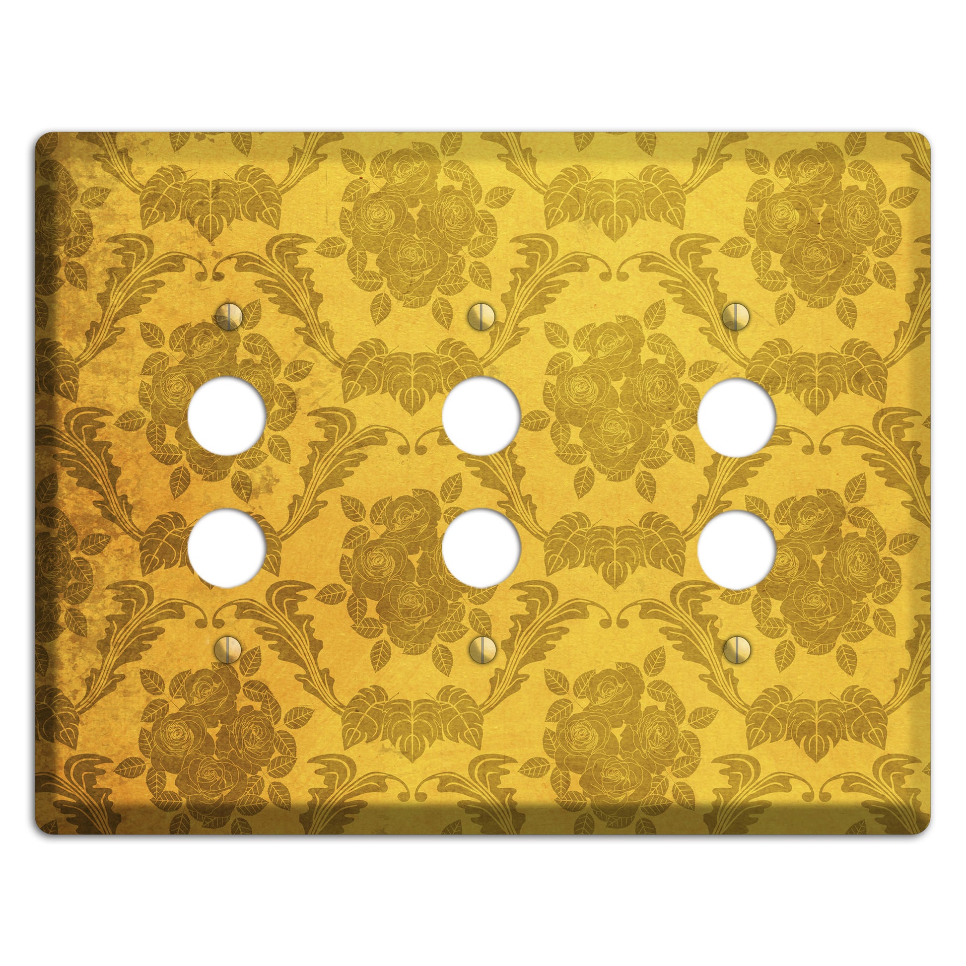 Tusock Vintage Rose Damask 3 Pushbutton Wallplate