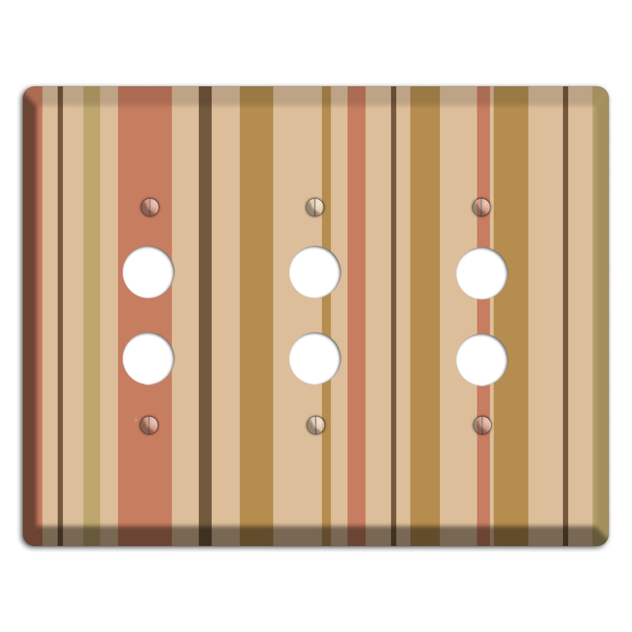 Multi Dusty Pink Vertical Stripes 3 Pushbutton Wallplate