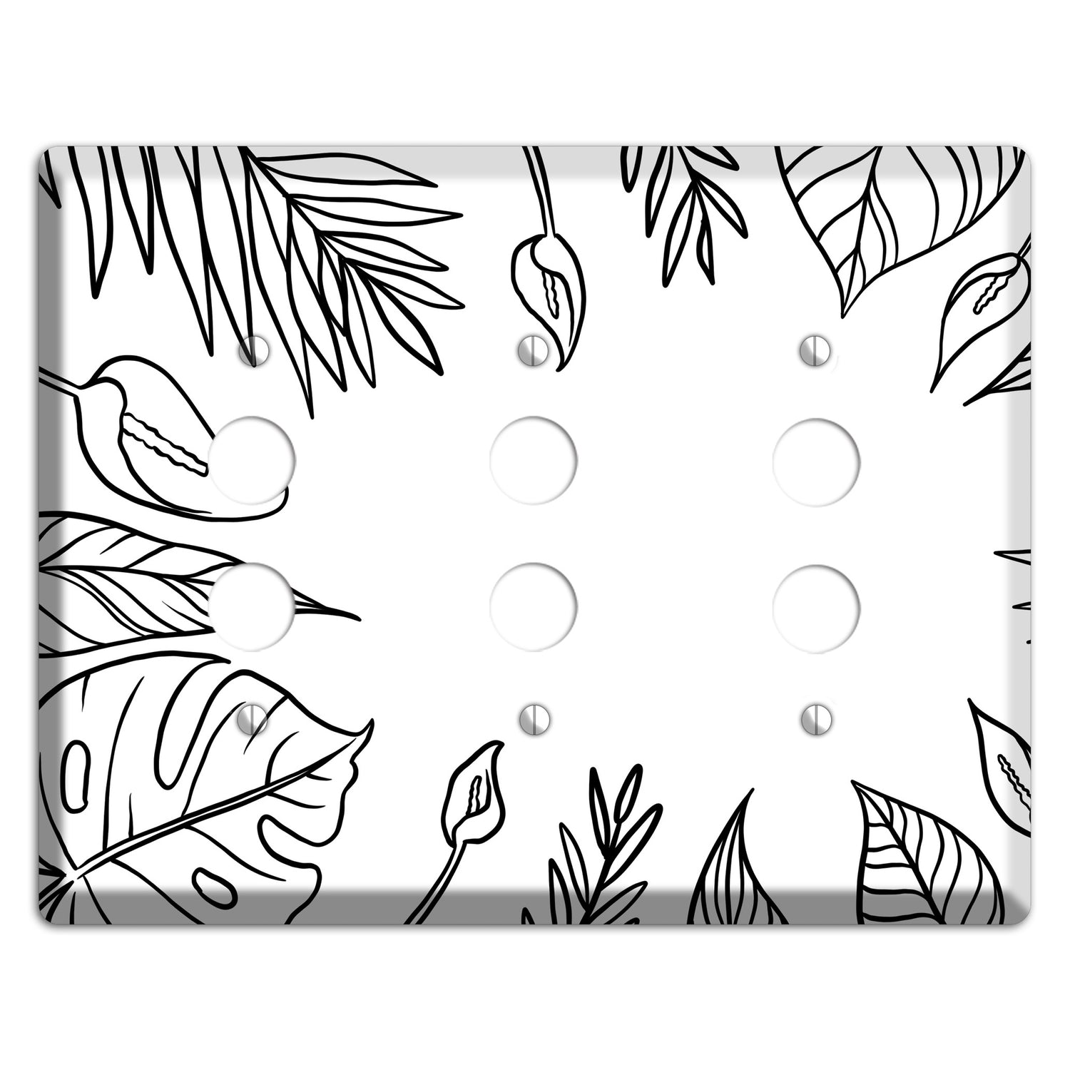 Hand-Drawn Leaves 1 3 Pushbutton Wallplate