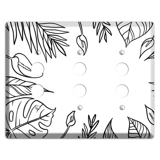 Hand-Drawn Leaves 1 3 Pushbutton Wallplate