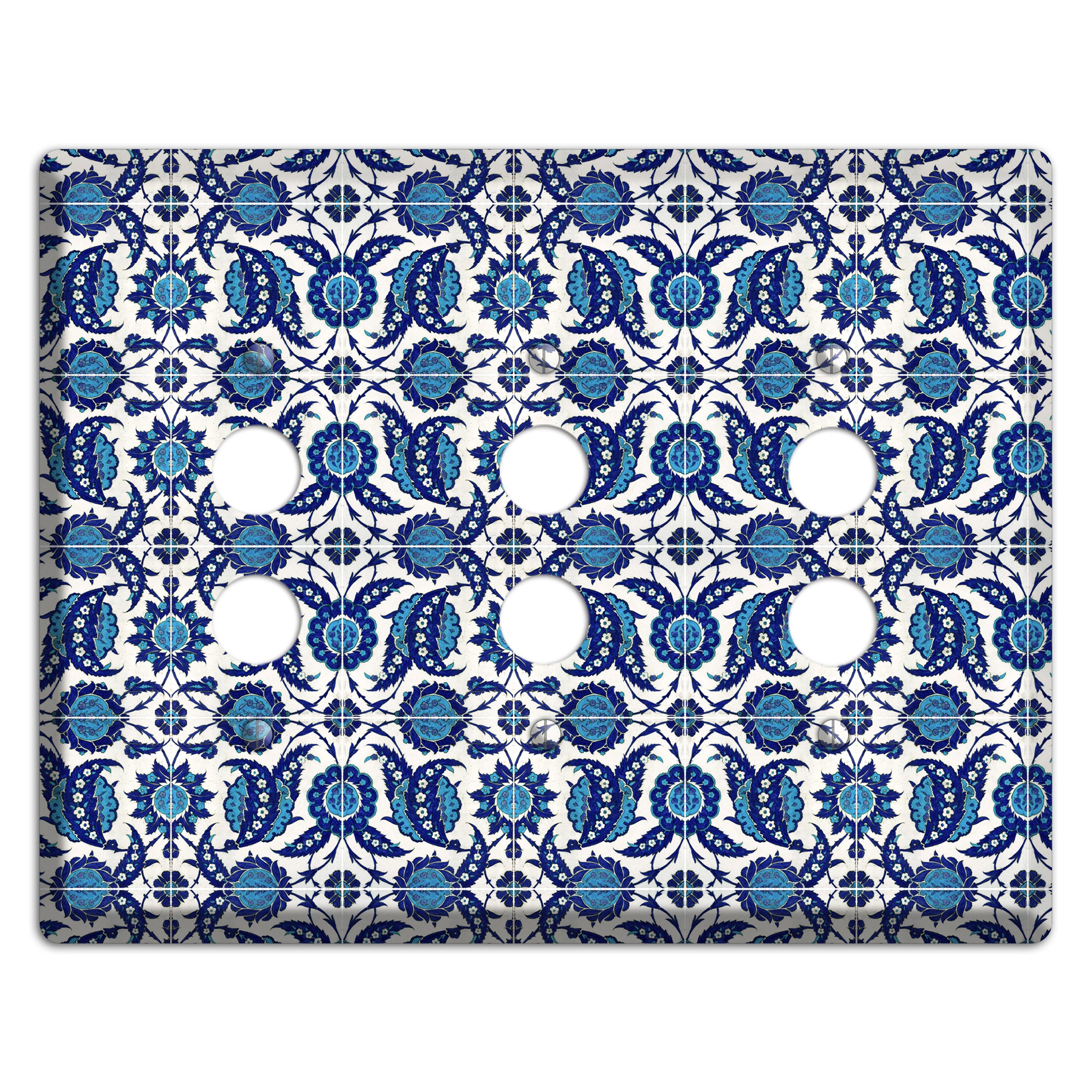 Ornate Paisley Tile 3 Pushbutton Wallplate