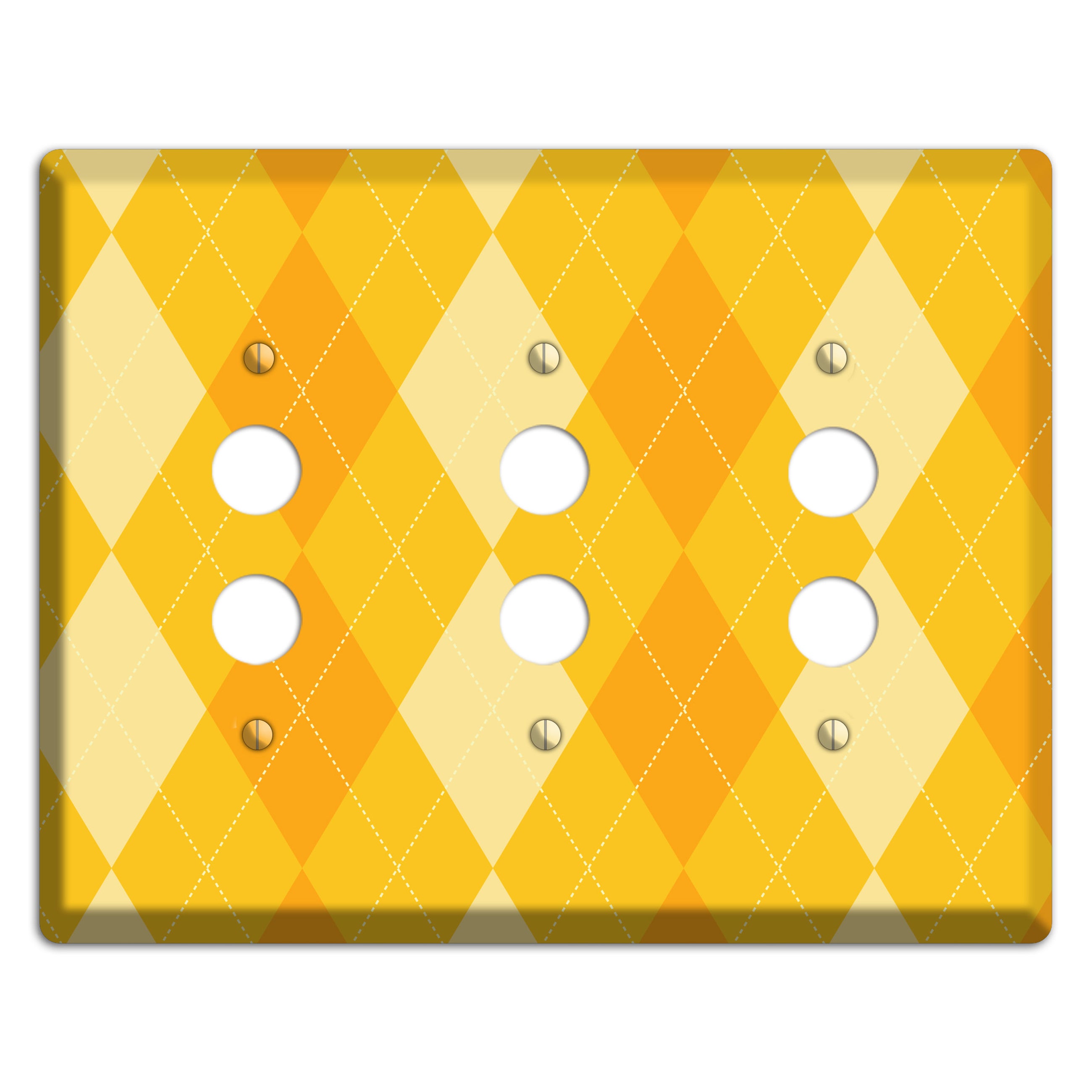 Yellow Argyle 3 Pushbutton Wallplate