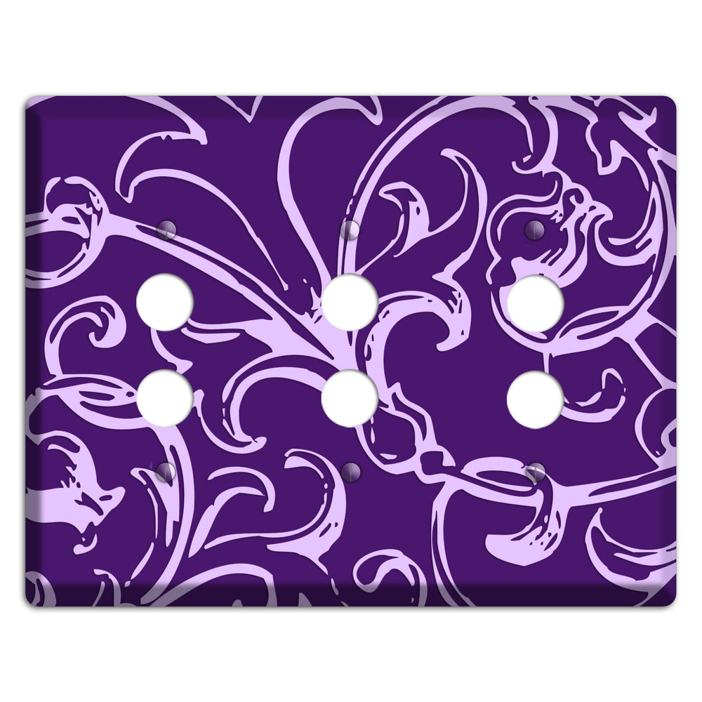 Victorian Purple 3 Pushbutton Wallplate