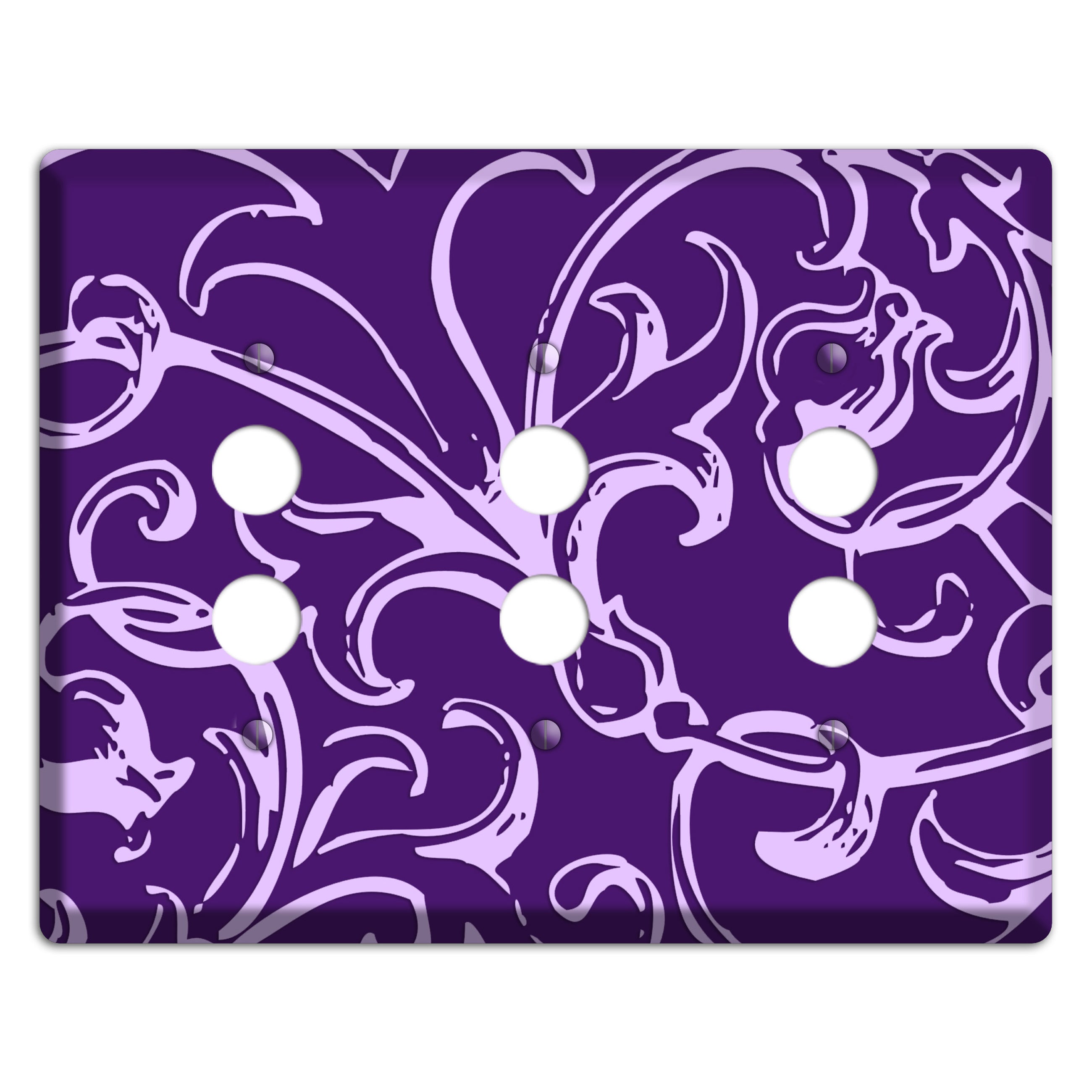 Victorian Purple 3 Pushbutton Wallplate