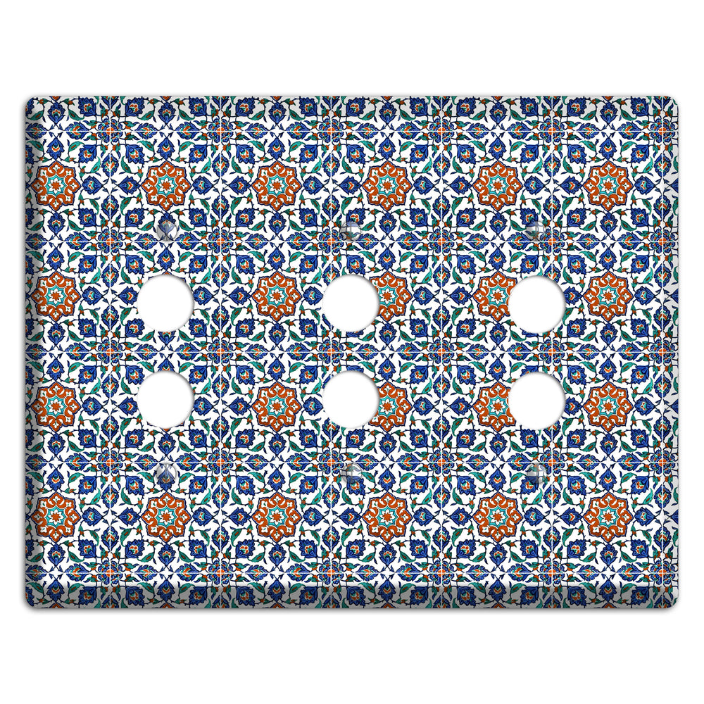 Ornate Floral Tile 3 Pushbutton Wallplate