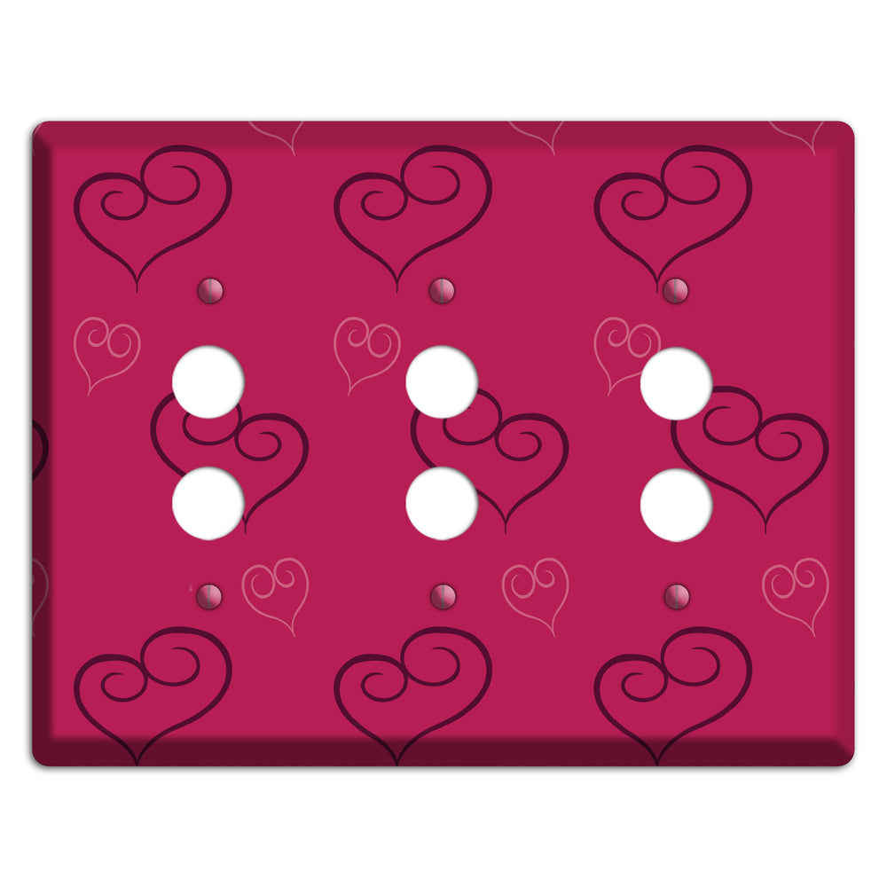 Fuschia Scroll Heart 2 3 Pushbutton Wallplate