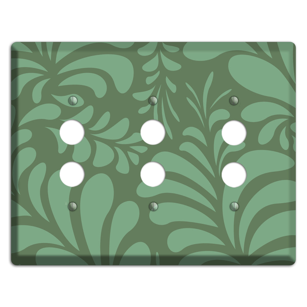 Green Herati 3 Pushbutton Wallplate
