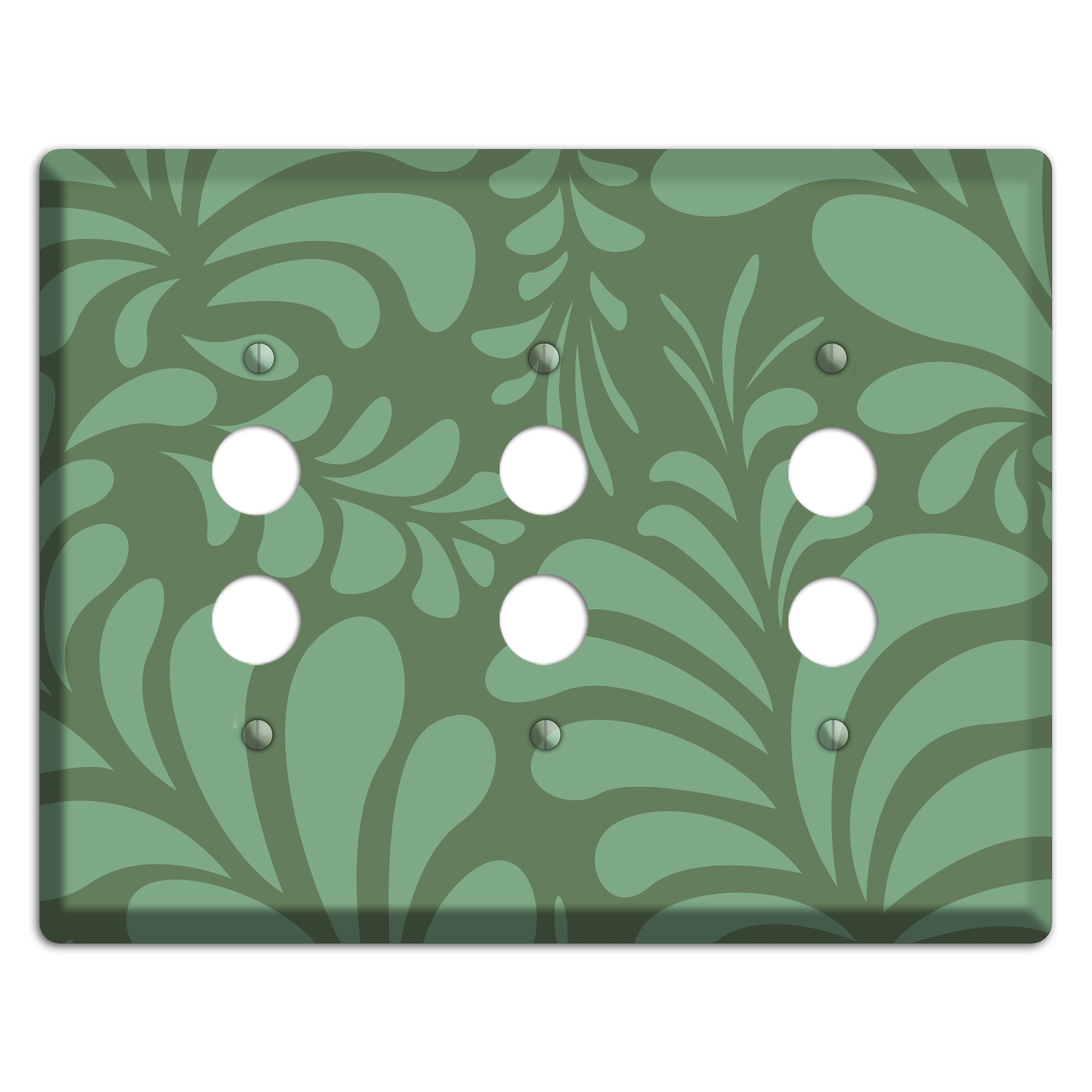 Green Herati 3 Pushbutton Wallplate