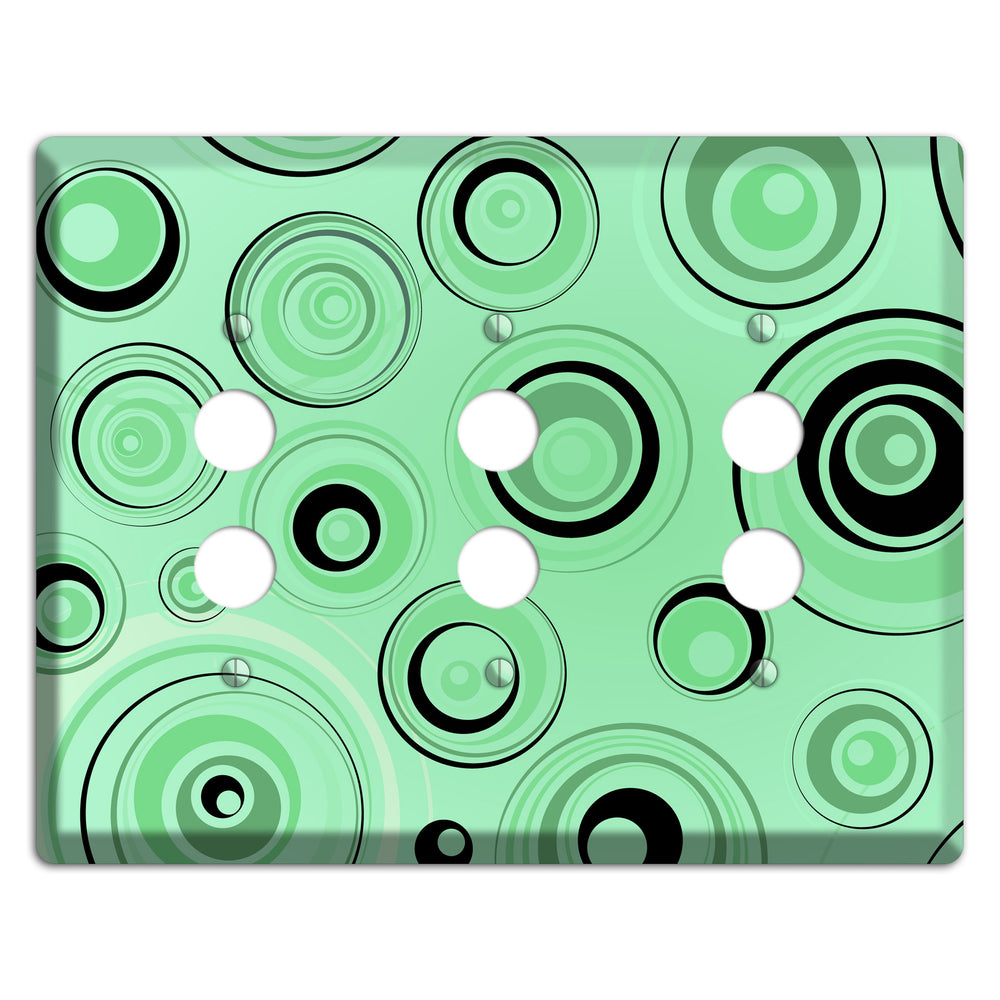 Mint Green Circles 3 Pushbutton Wallplate