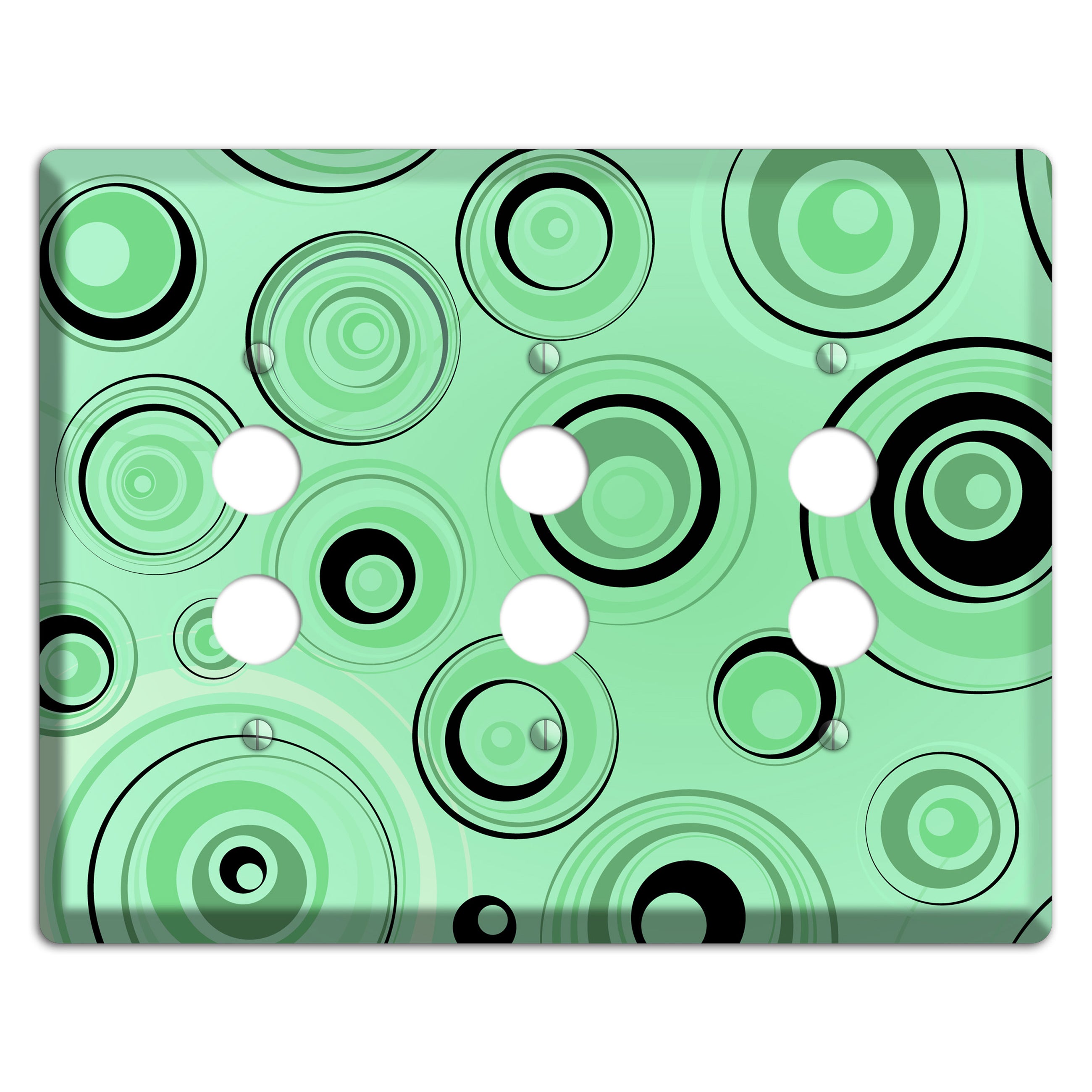 Mint Green Circles 3 Pushbutton Wallplate