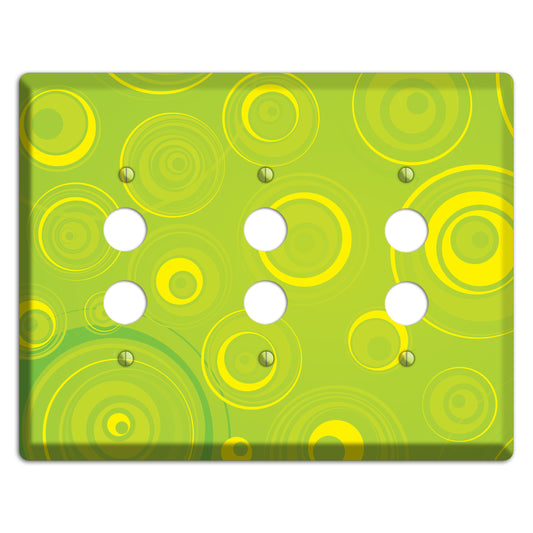 Green-yellow Circles 3 Pushbutton Wallplate