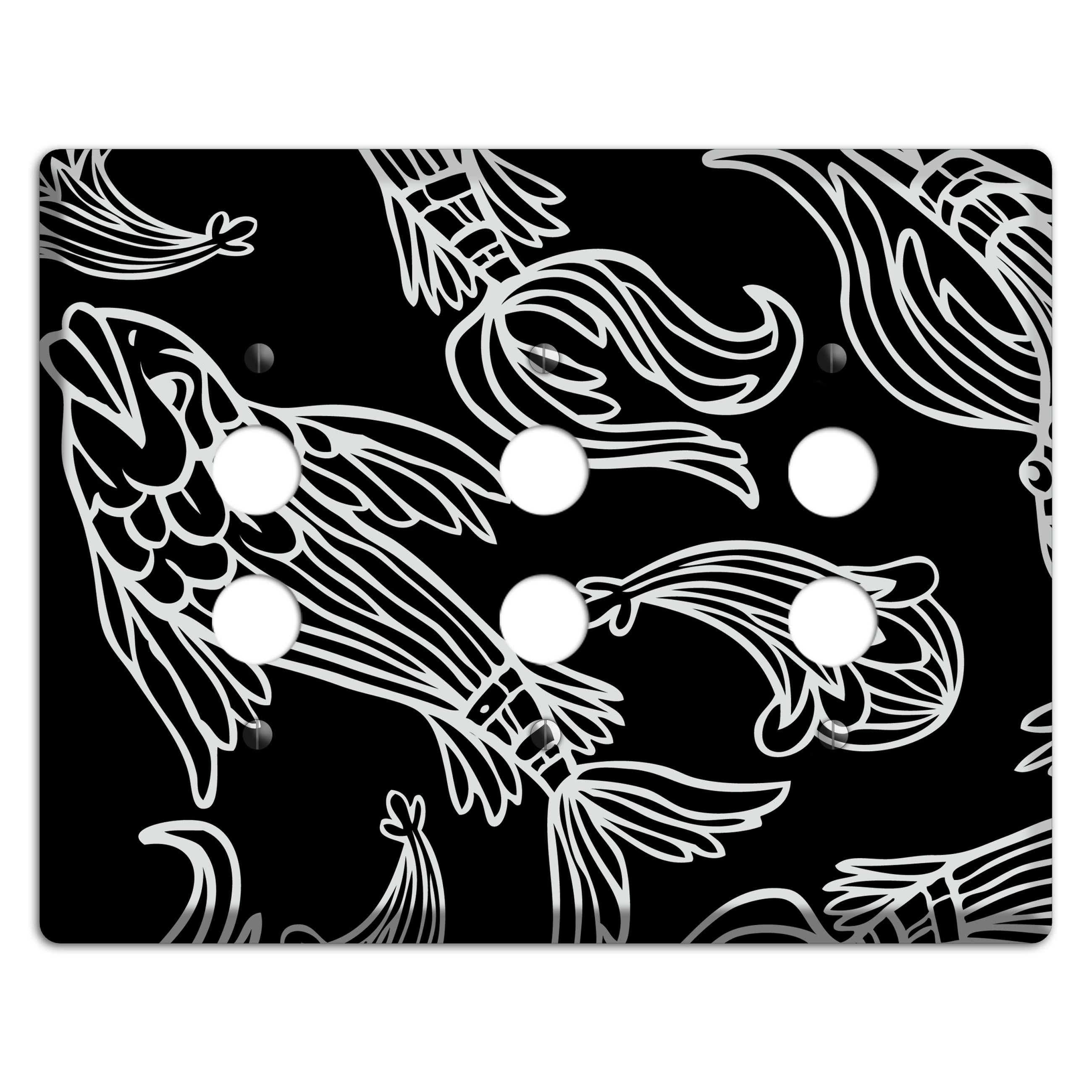 Black and White Koi 3 Pushbutton Wallplate