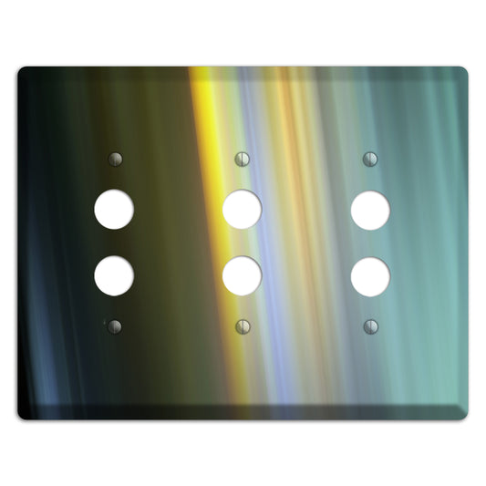 Black with Yellow Ray of Light 3 Pushbutton Wallplate