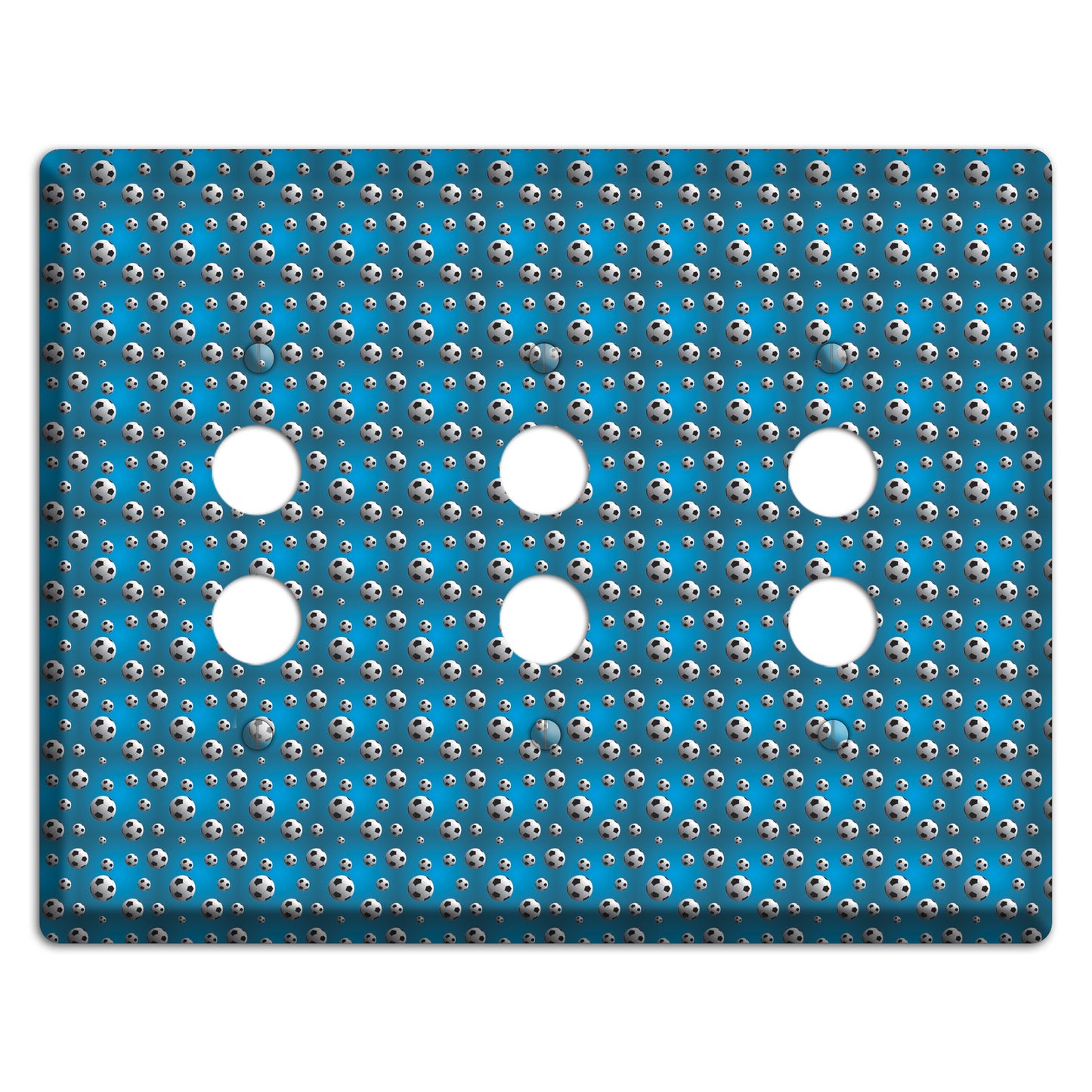 Blue with Soccer Balls 3 Pushbutton Wallplate