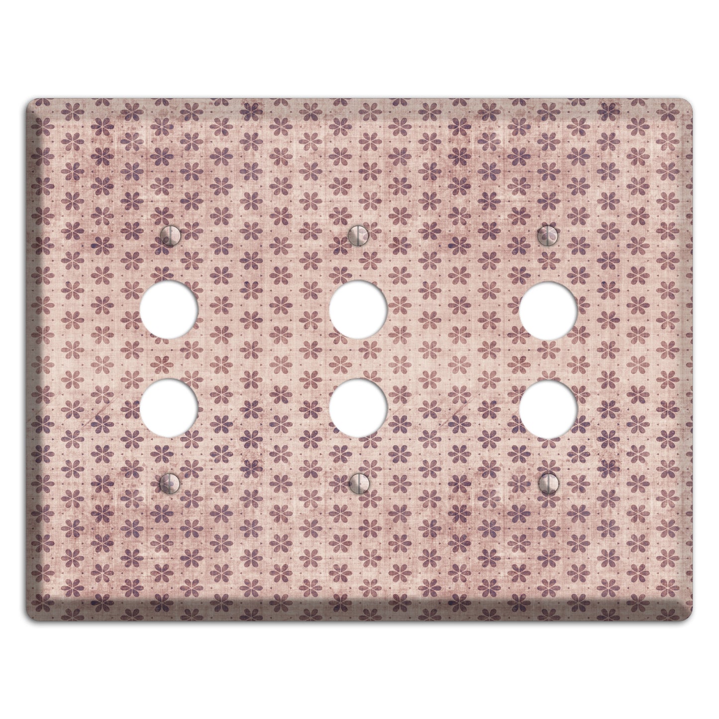 Dusty Pink Grunge Floral Contour 3 Pushbutton Wallplate