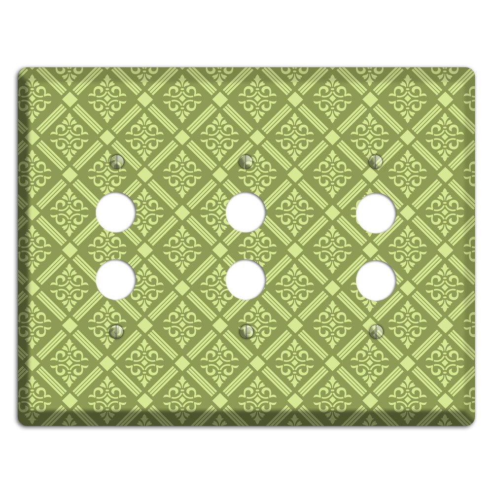 Green Damask diamonds 3 Pushbutton Wallplate