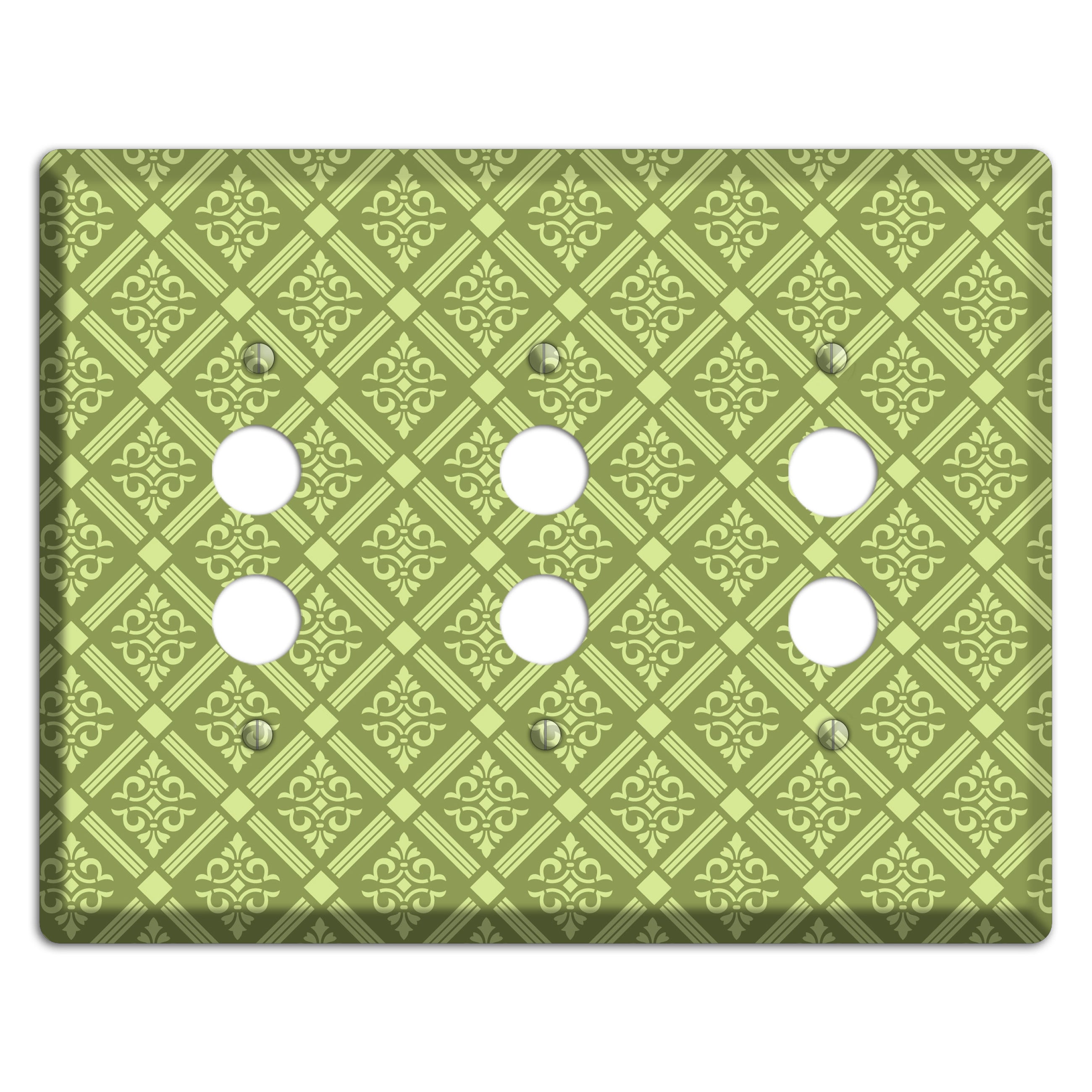 Green Damask diamonds 3 Pushbutton Wallplate