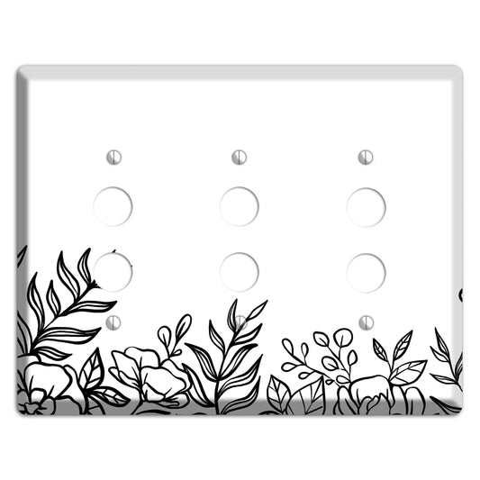 Hand-Drawn Floral 16 3 Pushbutton Wallplate
